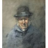 R.A. BROWNLIE, R.S.W., BRITISH SCHOOL, AN EARLY 20TH CENTURY WATERCOLOUR Portrait study of gentleman