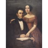 A LARGE MID 19TH CENTURY OIL ON CANVAS, FAMILY PORTRAIT Unsigned, git framed. (92cm x 117cm, 125cm x