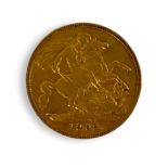 A KING EDWARD VII 22CT GOLD HALF SOVEREIGN COIN, DATED 1902 With King George and Dragon to