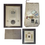 BUCKINGHAM PALACE, A SET OF WW1 WAR MEDALS Comprising of a silver war medal, a bronze Great War