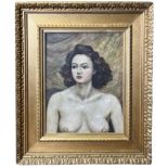 AN EARLY 20TH CENTURY OIL ON CANVAS, HEAD AND SHOULDERS PORTRAIT OF A NUDE FEMALE Apparently