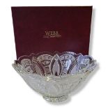 A MODERN WEBB CUT LEAD CRYSTAL PEDESTAL TABLE FRUIT/PUNCH BOWL Decorated with geometrical band of