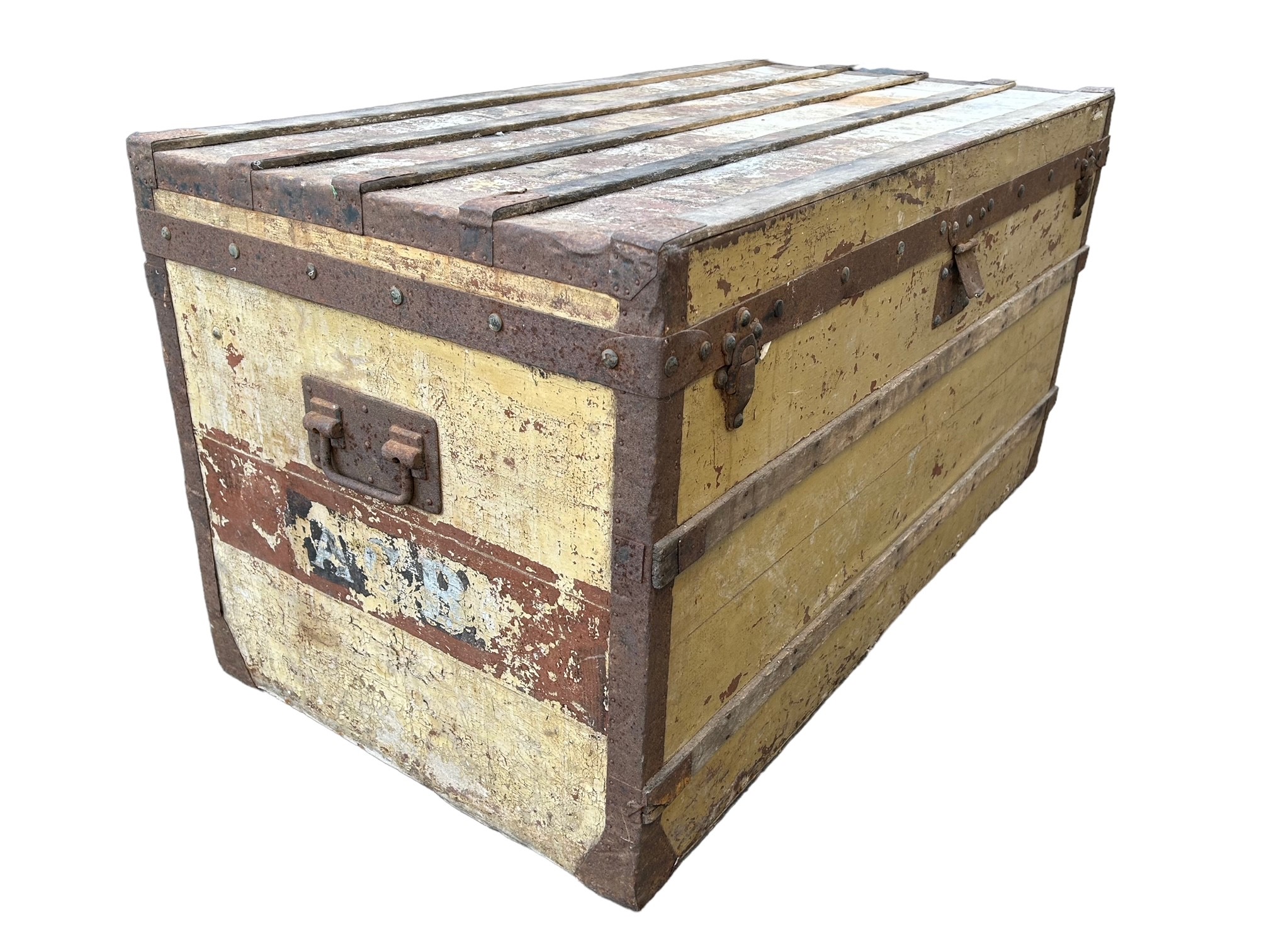 LOUIS VUITTON, A LARGE EARLY 20TH CENTURY WOODEN STEAMER TRUNK, CIRCA 1910 Interior bearing label to - Image 2 of 8