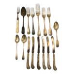 A COLLECTION OF GEORGE III AND LATER SILVER FLATWARE To include a spoon hallmarked George Cowles,