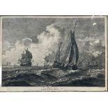 JOHN BOYDELL AFTER WILLEM VAN DE VELDE, A PAIR OF 18TH CENTURY ENGRAVINGS Seascapes, with man o’ war