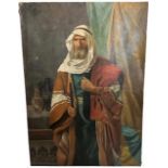 WITHDRAWN STEFANO USSI, ITALIA, 1822 - 1901, A LARGE OIL ON CANVAS Portrait of an Arab gentleman