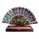 A CHINESE QING DYNASTY DAOGUANG PERIOD PAPER AND LACQUER FAN Painted on both sides decorated with ‘