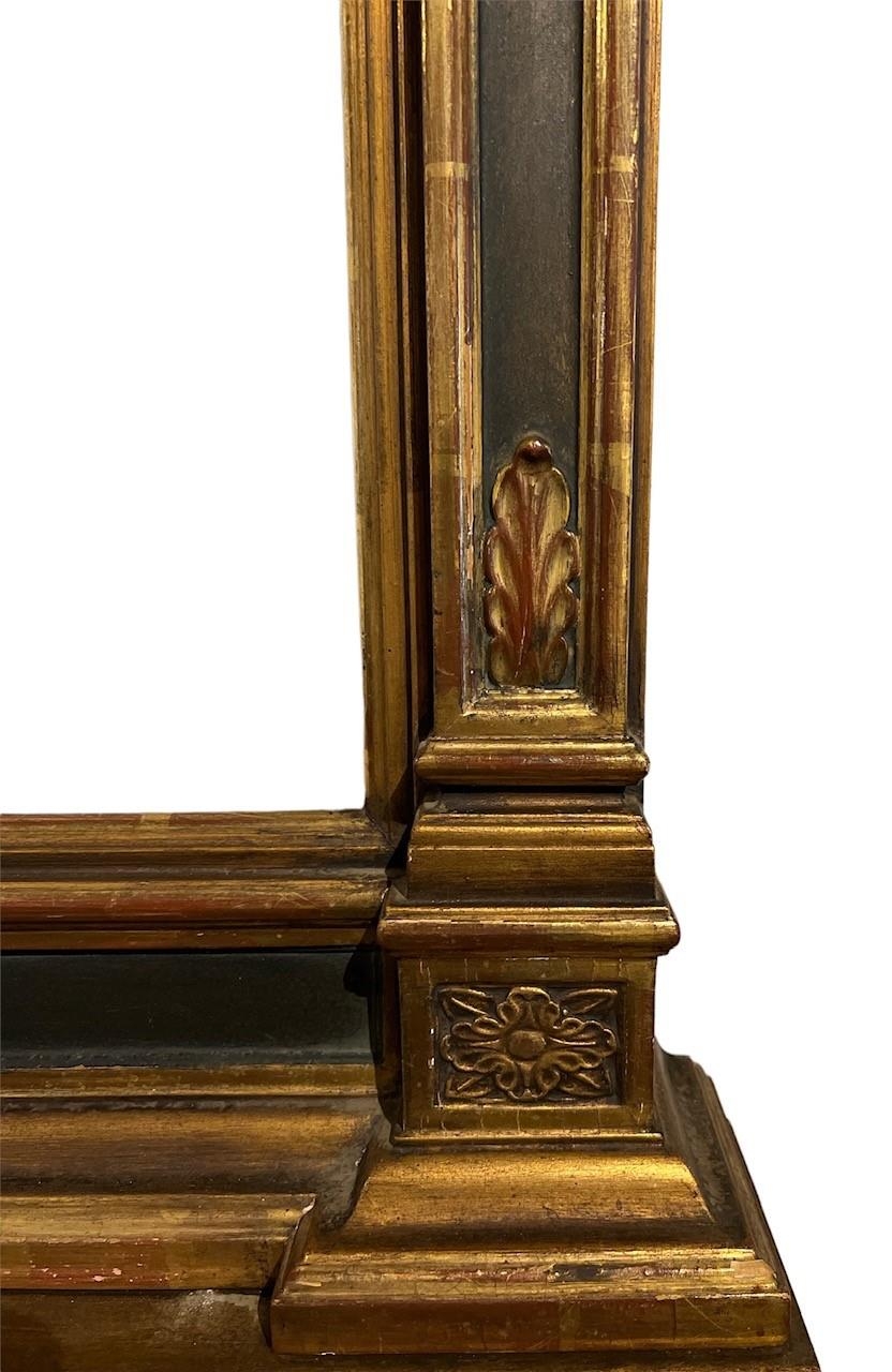 A LARGE AND IMPRESSIVE DECORATIVE ITALIAN RENAISSANCE DESIGN PAINTED AND CARVED GILTWOOD FRAME. - Image 3 of 5