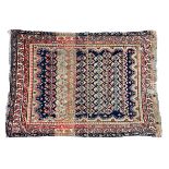 SOUTHWEST PERSIAN RUG On blue ground with stylised patterns. (97cm x 132cm)