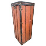 LOUIS VUITTON, A LARGE LATE 19TH CENTURY WOODEN AND CANVAS WARDROBE STEAMER TRUNK With latches and