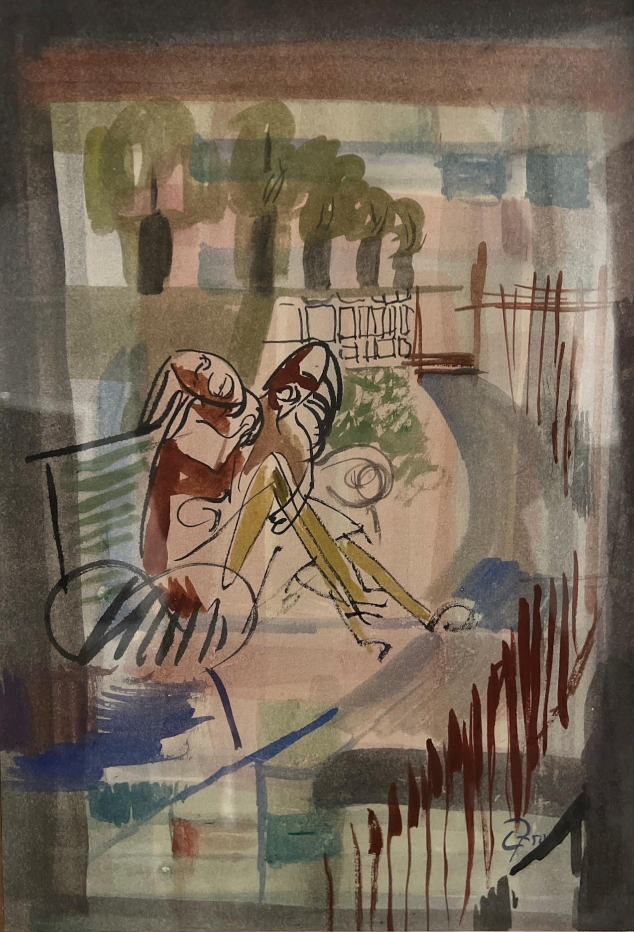 CLIFFORD FISHWICK, BRITISH, 1923 - 1997), WATERCOLOUR ON PAPER Titled ‘Girls In The Park’,