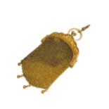 A LATE 19TH/EARLY 20TH CENTURY FRENCH 18CT GOLD MESH COIN PURSE. (11.2cm x 5.1cm, 44.6g)