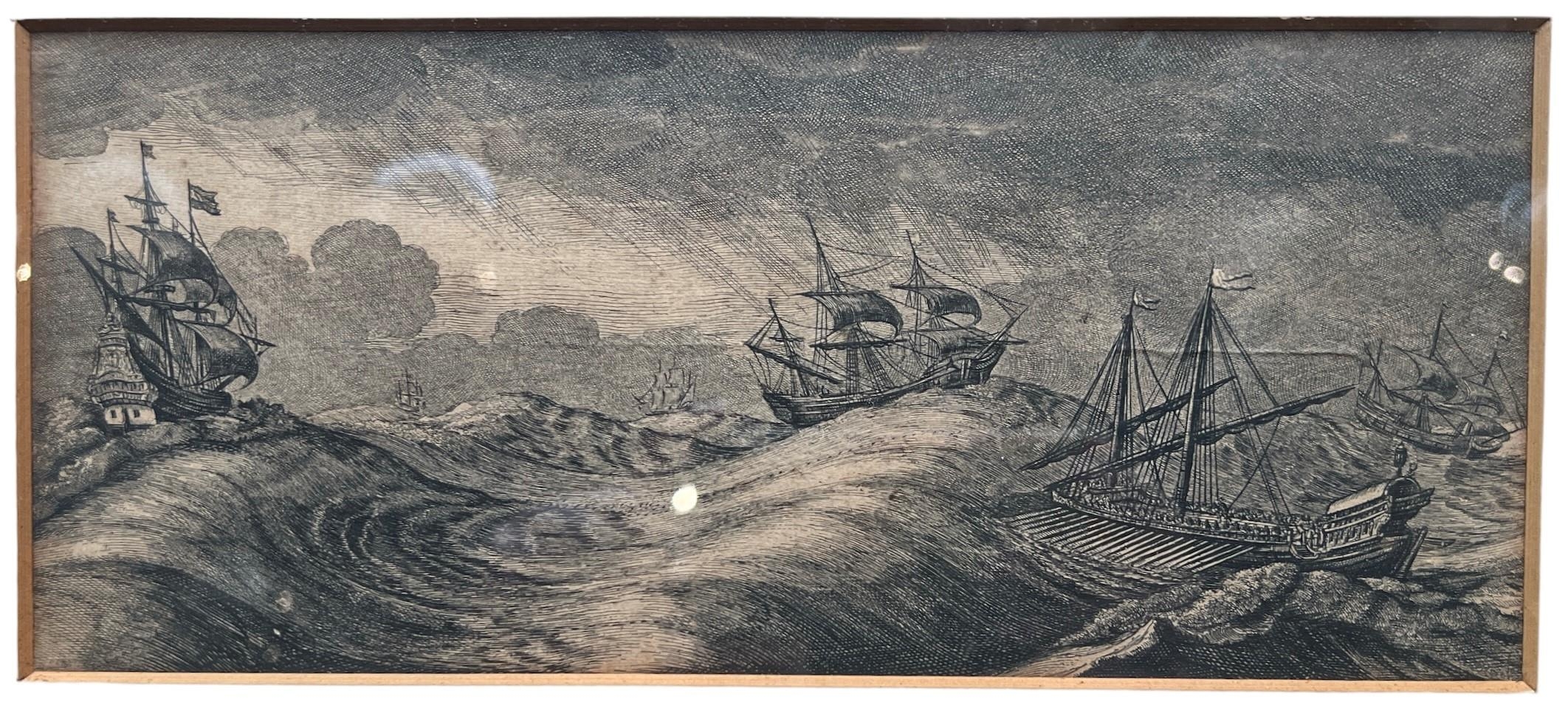 WENCESLAUS HOLLAR, BOHEMIAN, 1607 - 1677, A SET OF THREE 17TH CENTURY ETCHINGS Seascape with