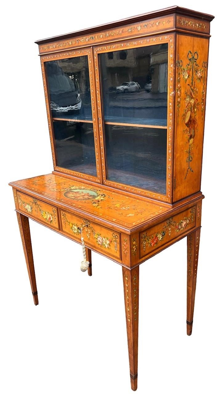 JACKSON & GRAHAM, A GOOD QUALITY 19TH CENTURY SHERATON REVIVAL SATINWOOD AND HAND PAINTED BONHEUR DU - Image 2 of 6