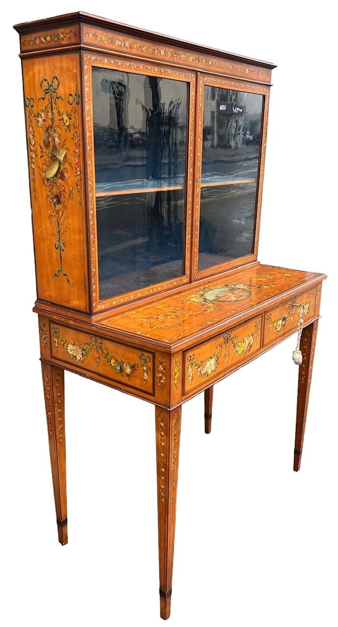 JACKSON & GRAHAM, A GOOD QUALITY 19TH CENTURY SHERATON REVIVAL SATINWOOD AND HAND PAINTED BONHEUR DU - Image 3 of 6