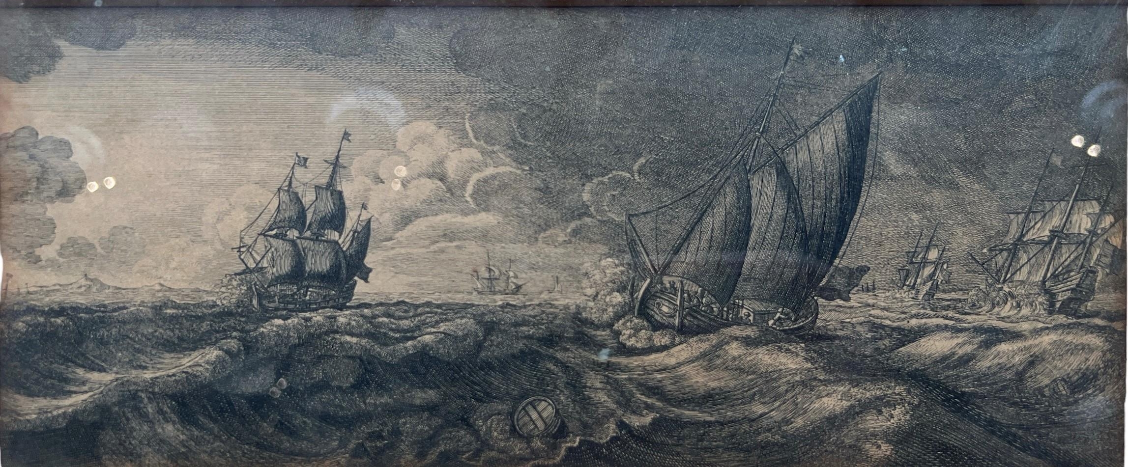 WENCESLAUS HOLLAR, BOHEMIAN, 1607 - 1677, A SET OF THREE 17TH CENTURY ETCHINGS Seascape with - Image 7 of 10