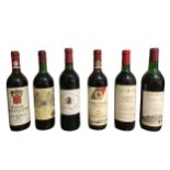 SIX BOTTLES OF FRENCH AND ITALIAN VINTAGE RED WINE To include Rosso Di Montalcino Col D'orcia, 1983,