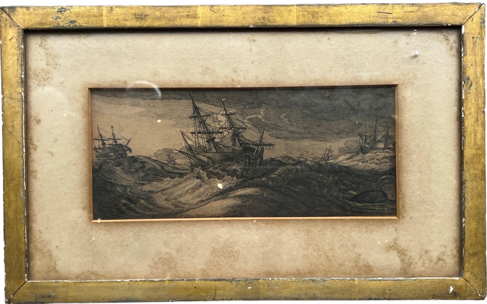 WENCESLAUS HOLLAR, BOHEMIAN, 1607 - 1677, A SET OF THREE 17TH CENTURY ETCHINGS Seascape with - Image 5 of 10