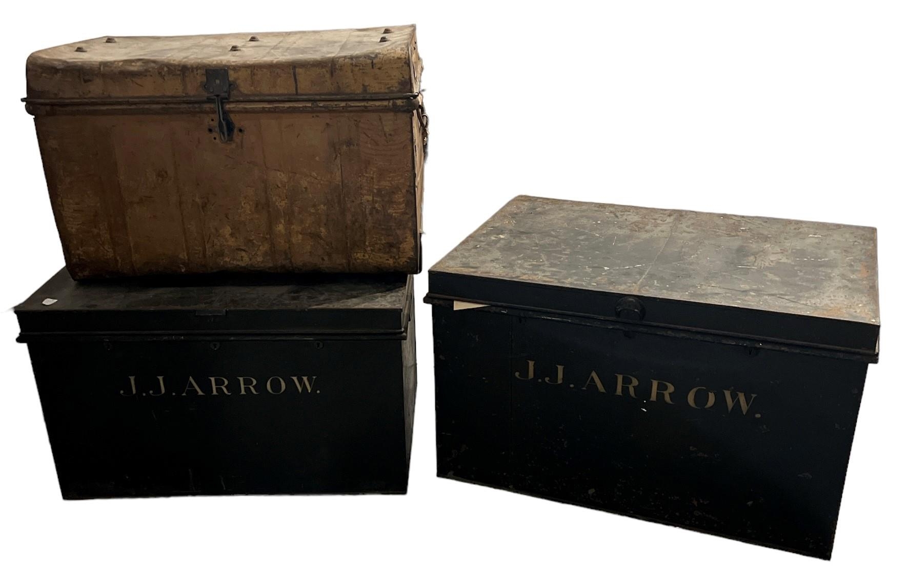 MILITARY INTEREST, TWO 19TH CENTURY TRAVELLING TRUNKS Both with original maker’s labels ‘John