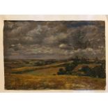 WILLIAM MARK FISHER, R.A., AMERICAN/BRITISH, 1841 - 1923, OIL ON PAPER Stormy landscape, signed