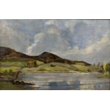 MANNER OF ERNEST ARCHIBALD TAYLOR, SCOTTISH, 1874 - 1951, A LARGE OIL ON BOARD Summer river