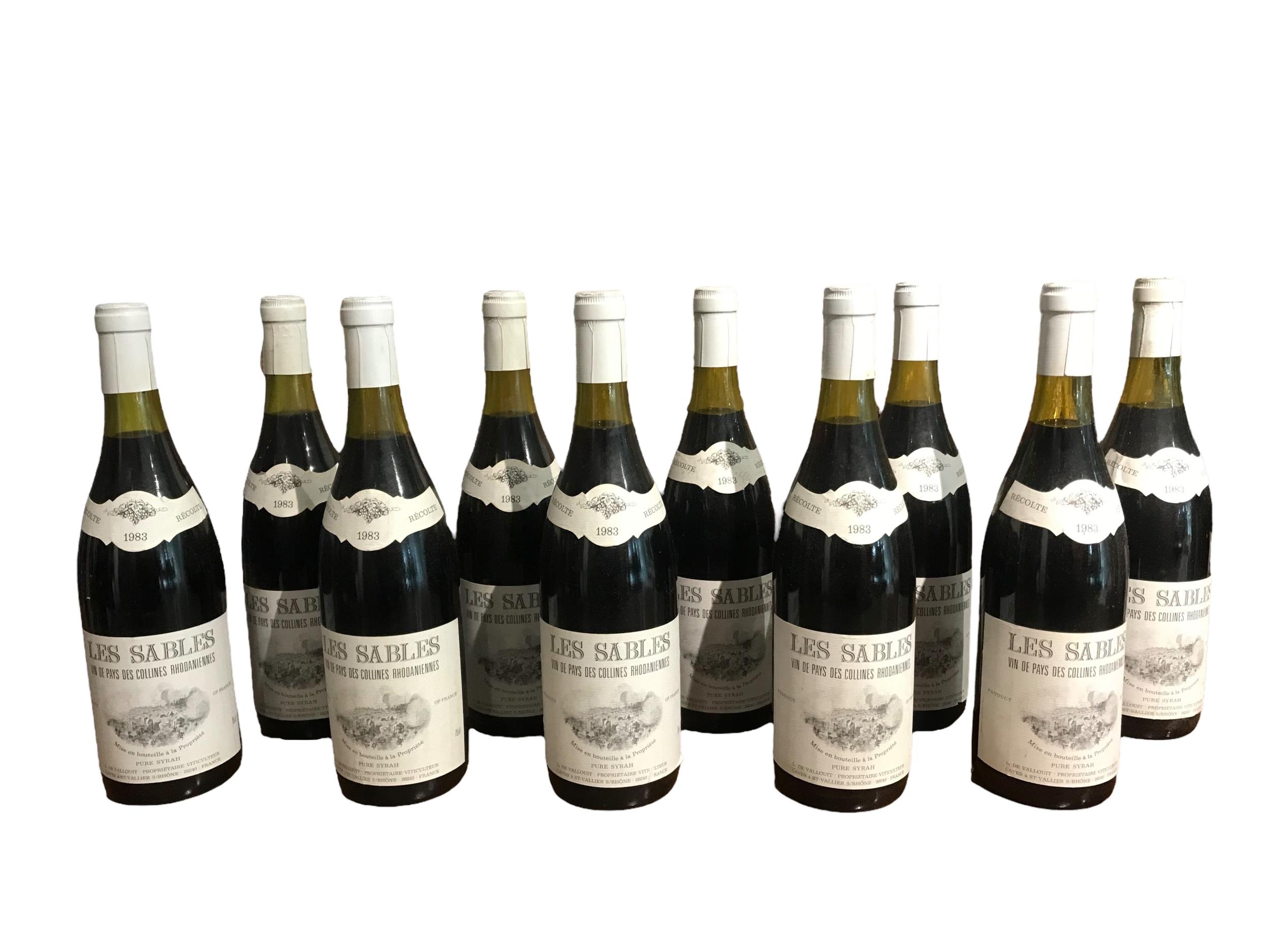 DOMAINE DE VALLOUIT, FRANCE, TEN BOTTLES OF 1983 PURE SYRAH RED WINE.