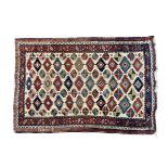 KILIM RUG Beige ground with stylised patterns. (78cm x 112cm)