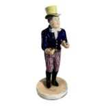 ROBERT BLOOR & CO., A 19TH CENTURY DERBY PORCELAIN THEATRICAL FIGURE OF ‘MR LISTON’ AS ‘PAUL PRY’