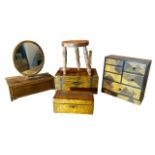 A COLLECTION OF FIVE 19TH CENTURY ITEMS To include Regency walnut and brass bound writing slope