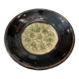 A 20TH CENTURY BRITISH STUDIO POTTERY BOWL Marked indistinctly to rim. (h 7.6cm x d 32.5cm)