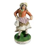 A 19TH CENTURY PORCELAIN THEATRICAL FIGURE OF JOHN LISTON AS ‘MOLL FLAGGON’ Inscribed ‘No 10’ to