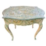 A DECORATIVE VENETIAN DESIGN PAINTED DRESSING TABLE The hinge top opening to reveal fitted interior,