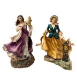 TWO FRANKLIN MINT PORCELAIN FIGURES, Titled ‘Jane Eyre’ and ‘Catherine’. (h 26cm)
