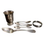 HENIN & CIE, A COLLECTION OF 19TH CENTURY AND LATER FRENCH SILVER ITEMS To include spoons, bangle