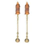 A PAIR OF 19TH CENTURY BRASS FLOORSTANDING CANDLESTICK NOW CONVERTED TO LAMPS. (h 165cm)