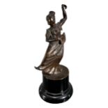 A 20TH CENTURY BRONZE ORIENTAL FIGURE OF A DANCER. (h 21cm)