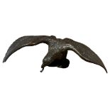 A 19TH CENTURY CONTINENTAL BRONZE OF A SPREAD WING EAGLE. (h 8.5cm x w 22cm)