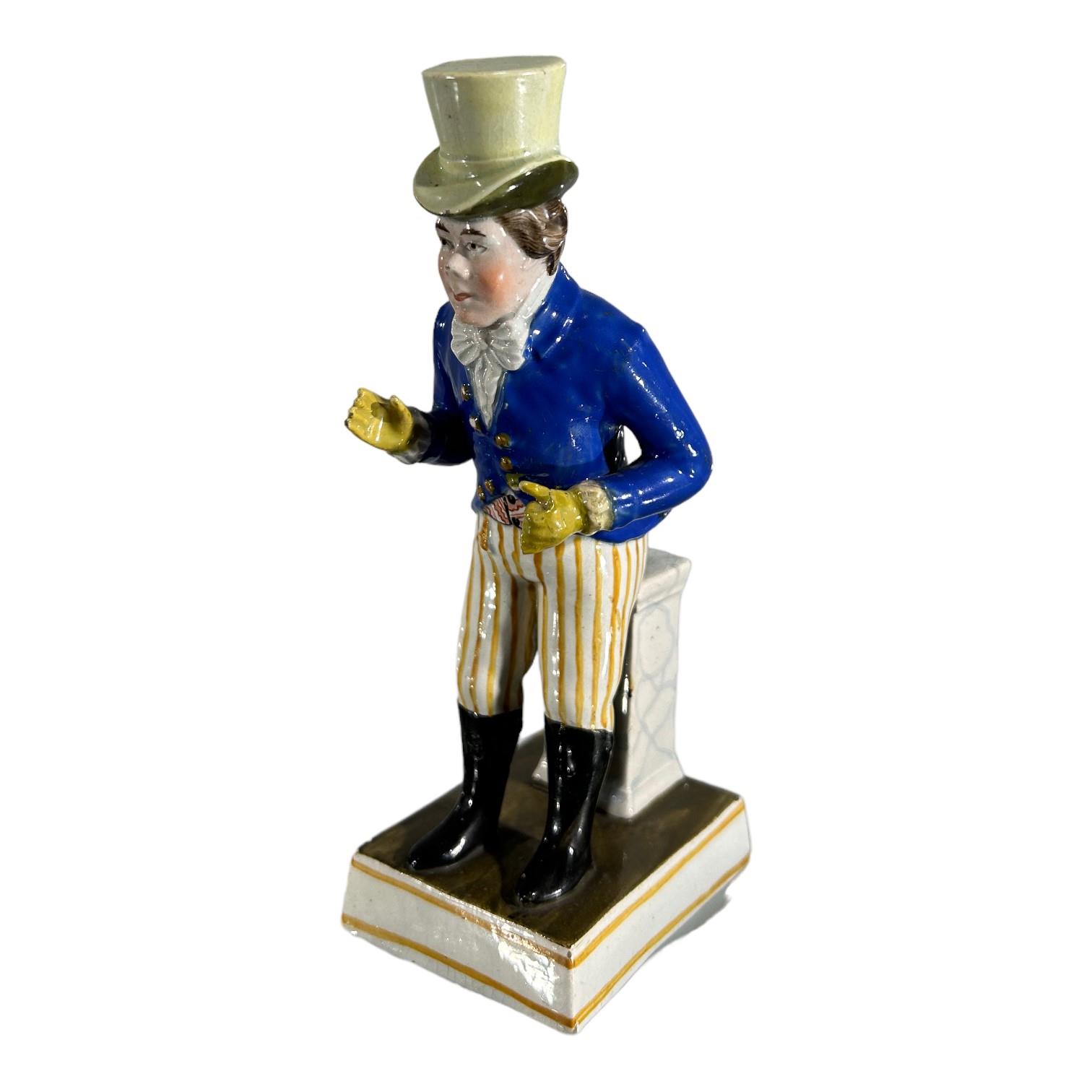DERBY, A 19TH CENTURY PORCELAIN THEATRICAL FIGURE OF ‘MR LISTON’ AS ‘PAUL PRY’. (h 15.1cm x w 4.