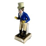 DERBY, A 19TH CENTURY PORCELAIN THEATRICAL FIGURE OF ‘MR LISTON’ AS ‘PAUL PRY’. (h 15.1cm x w 4.