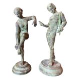 AFTER THE ANTIQUE, TWO 19TH CENTURY ITALIAN GRAND TOUR BRONZE SCULPTURE, NARCISSUS AND APHRODITE. (