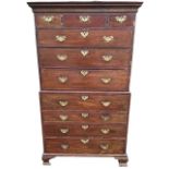 AN 18TH CENTURY GEORGE III MAHOGANY CHEST ON CHEST With three short over seven long drawers,