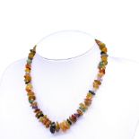 A VINTAGE AMETHYST, CARNELIAN, AGATE MULTI-GEMSTONE NECKLACE. (length 43cm)