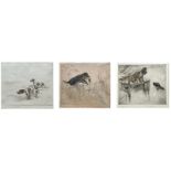 GEORGE VERNON STOKES, RBA, RMS, BRITISH, 1873 - 1954, A SET OF THREE LIMITED EDITION DRYPOINT