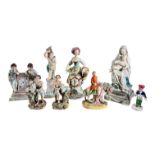 STAFFORDSHIRE, A COLLECTION OF EIGHT 19TH CENTURY FIGURES To include a (possible Duesbury & Co.)