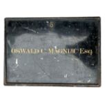 HEPBURN & COCKS, A 19TH CENTURY PAINTED DEED BOX With handwritten name ‘Oswald C. Magniac Esq’. (h