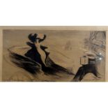 EDGAR CHAHINE, FRENCH, 1874 - 1947, ETCHING Titled ‘La Promenade’, framed and glazed. (sight 12cm