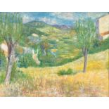 G. DE PAUL, A LARGE 20TH CENTURY FRENCH OIL ON CANVAS Mountain summer landscape, signed lower right,