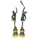 AFTER GIAMBOLOGNA, A LARGE AND IMPRESSIVE PAIR OF 19TH CENTURY BRONZE STATUES, MERCURY AND FORTUNA