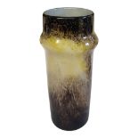 MONART OF SCOTLAND, AN EARLY 20TH CENTURY CYLINDRICAL IRIDESCENT ART GLASS VASE Swirling brown and