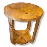 AN ART DECO STYLE LACQUERED MAPLE OCCASIONAL TABLE. (diameter 60cm x 65cm) Condition: good